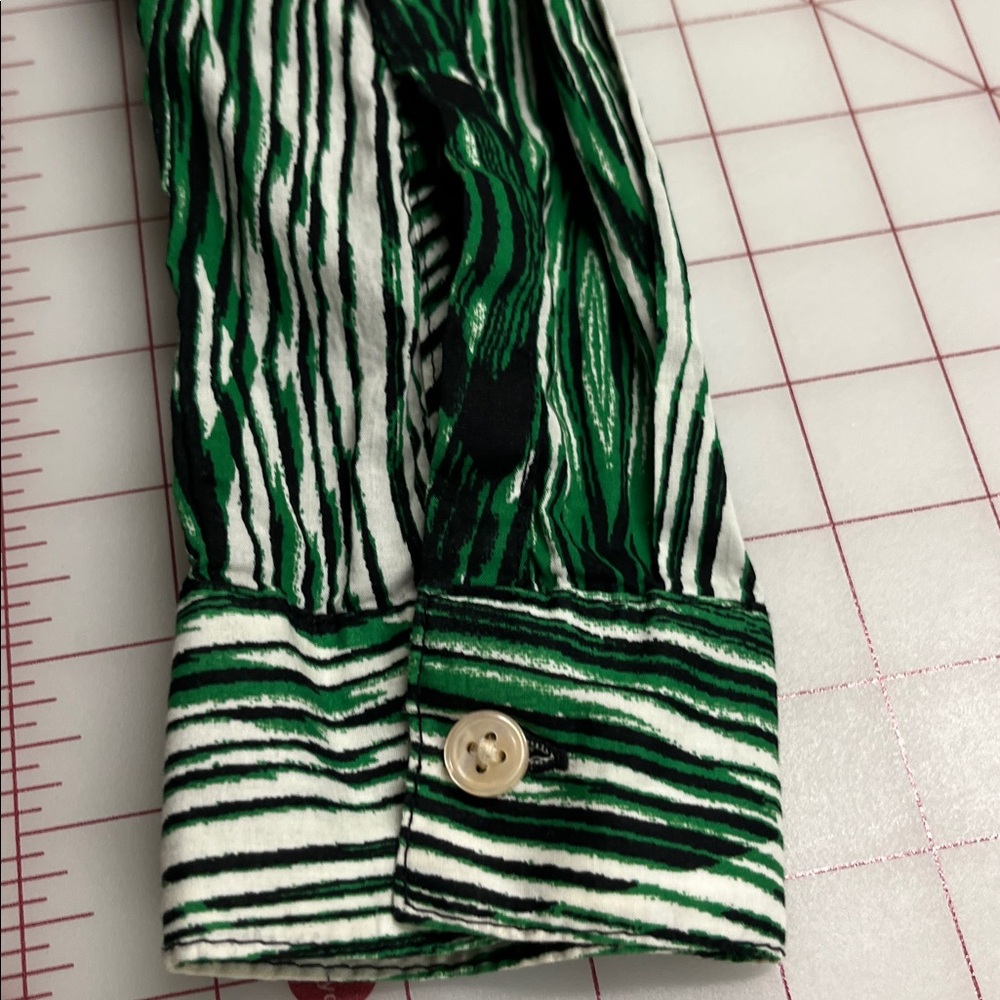 DEREK LAM FOR DESIGN NATION Career Preppy Green Woodgrain Cotton Shirtdress S - Picture 10 of 16